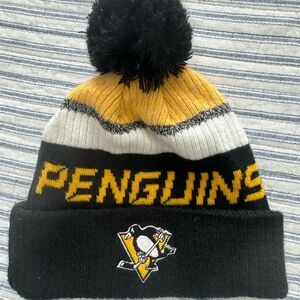 Penguins Kids Pom-Pom Beanie - Black, Yellow, White
